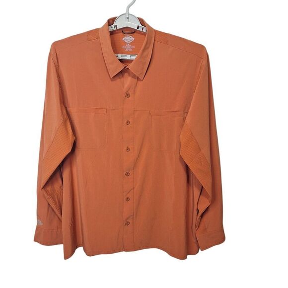 Dickies Other - Dickies Men's Button Front Shirt 2XL Long Sleeve Orange Cooling Stretch Pockets
